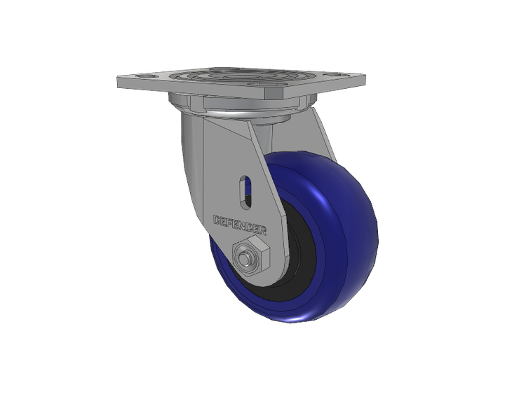 Defender D4 Series Stainless Steel Stainless Steel Top Plate Swivel Caster with 4 EG - Eagle Polyurethane (Polypropylene Core) Wheel