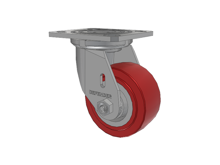 Defender D4 Series Stainless Steel Stainless Steel Top Plate Swivel Caster with 4 Polyurethane HI-TECH Wheel