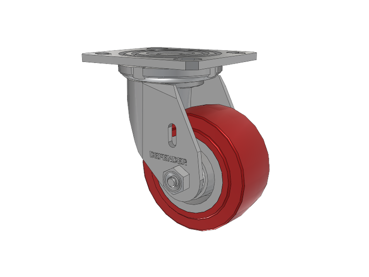 Defender D4 Series Stainless Steel Stainless Steel Top Plate Swivel Caster with 4 Polyurethane HI-TECH Wheel