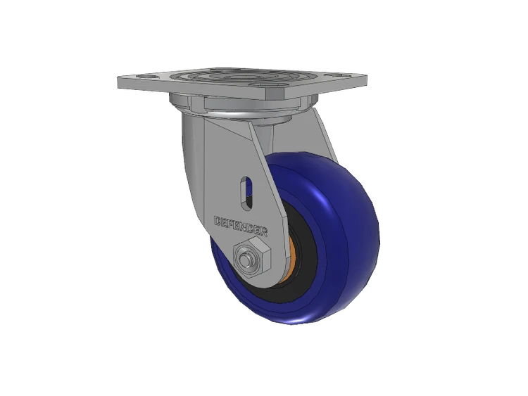 Defender D4 Series Stainless Steel Stainless Steel Top Plate Swivel Caster with 4 EG - Eagle Polyurethane (Polypropylene Core) Wheel
