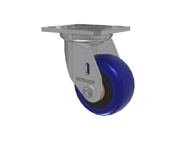 Defender D4 Series Stainless Steel Stainless Steel Top Plate Swivel Caster with 4 EG - Eagle Polyurethane (Polypropylene Core) Wheel
