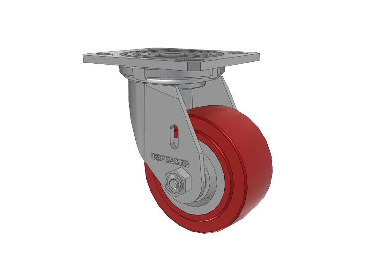 Defender D4 Series Stainless Steel Stainless Steel Top Plate Swivel Caster with 4 Polyurethane HI-TECH Wheel