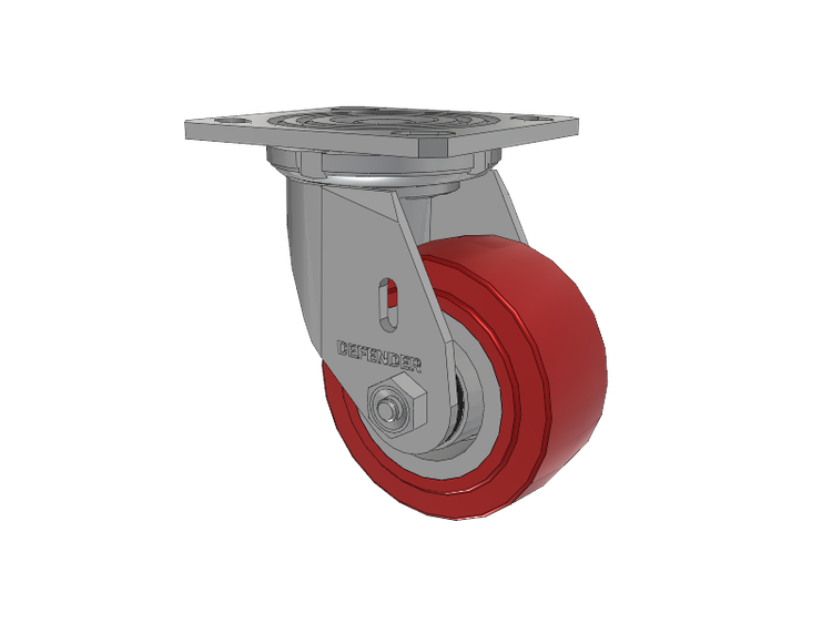 Defender D4 Series Stainless Steel Stainless Steel Top Plate Swivel Caster with 4 Polyurethane HI-TECH Wheel