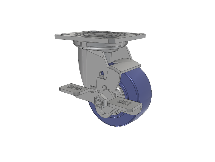 Defender D4 Series Stainless Steel Stainless Steel Top Plate Swivel Caster with 4 HydroTech (Flat) Wheel and Top Lock Brake