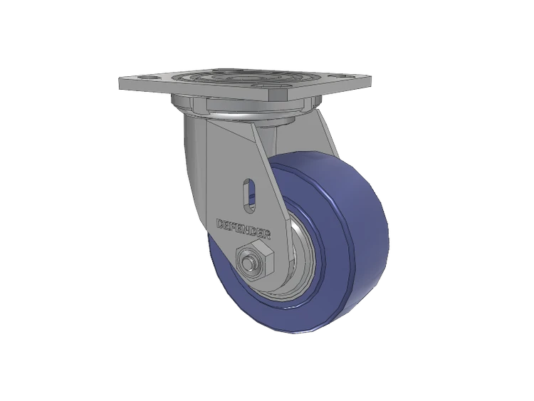 Defender D4 Series Stainless Steel Stainless Steel Top Plate Swivel Caster with 4 HydroTech (Flat) Wheel