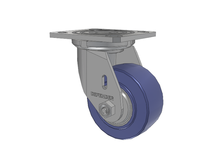 Defender D4 Series Stainless Steel Stainless Steel Top Plate Swivel Caster with 4 HydroTech (Flat) Wheel