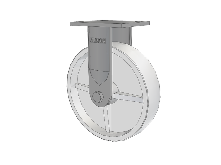 16 Series Top Plate Rigid Caster with 8 x 2 White Polypropylene RW - Polypropylene (Retort) Wheel