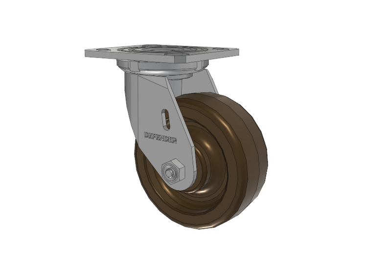 Defender D4 Series Stainless Steel Stainless Steel Top Plate Swivel Caster with 5 Phenolic - Hi-Temp Wheel