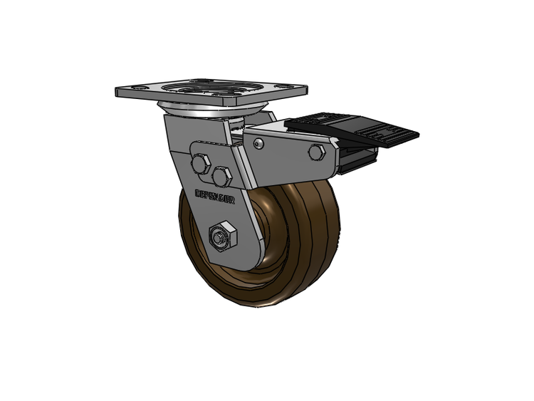 Defender D4 Series Stainless Steel Stainless Steel Top Plate Swivel Caster with 5 Phenolic - Hi-Temp Wheel and Total Lock Brake
