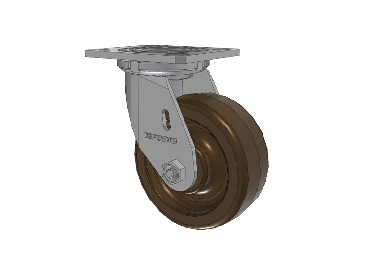 Defender D4 Series Stainless Steel Stainless Steel Top Plate Swivel Caster with 5 Phenolic - Hi-Temp Wheel