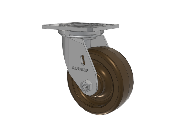 Defender D4 Series Stainless Steel Stainless Steel Top Plate Swivel Caster with 5 Phenolic - Hi-Temp Wheel