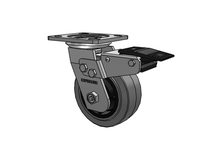Defender D4 Series Stainless Steel Stainless Steel Top Plate Swivel Caster with 5 Performa Rubber (Flat/Conductive) Wheel and Total Lock Brake