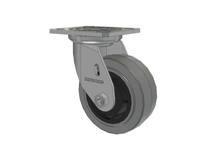 Defender D4 Series Stainless Steel Stainless Steel Top Plate Swivel Caster with 5 Performa Rubber (Flat/Conductive) Wheel
