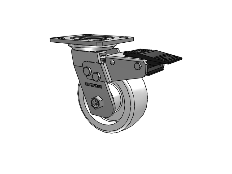 Defender D4 Series Stainless Steel Stainless Steel Top Plate Swivel Caster with 5 White Nylon Wheel and Total Lock Brake