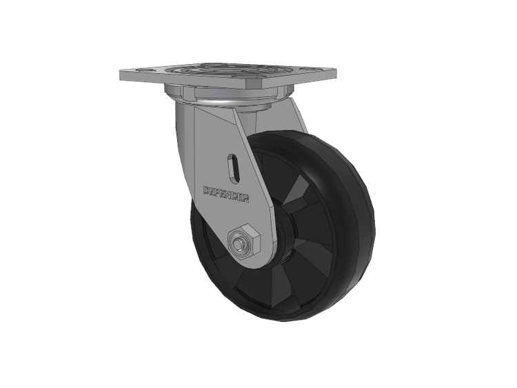 Defender D4 Series Stainless Steel Stainless Steel Top Plate Swivel Caster with 5 Maxim Nylon Glass Filled Wheel