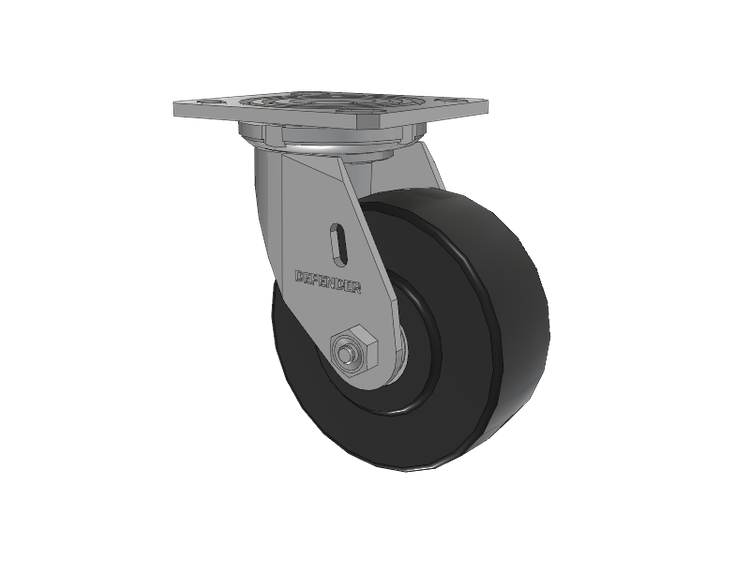 Defender D4 Series Stainless Steel Stainless Steel Top Plate Swivel Caster with 5 Commander HD Wheel