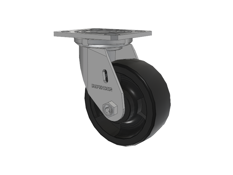 Defender D4 Series Stainless Steel Stainless Steel Top Plate Swivel Caster with 5 Hi-Temp Nylon Glass Filled Wheel