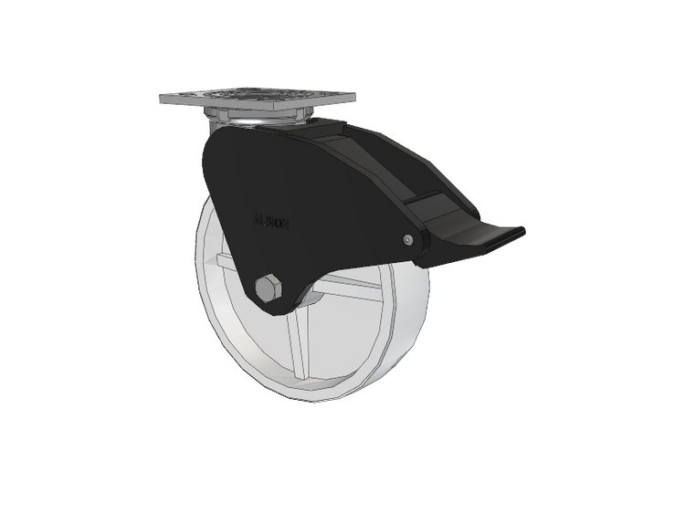 16 Series Top Plate Swivel Caster with 8 x 2 White Polypropylene RW - Polypropylene (Retort) Wheel and Total Lock Brake