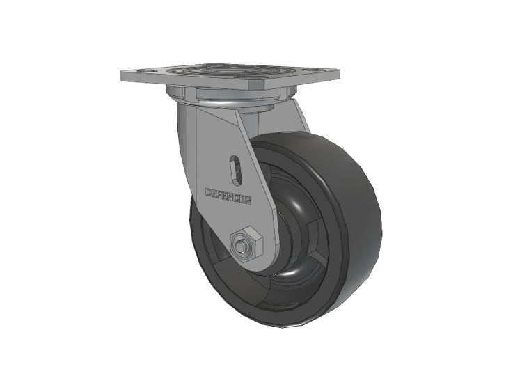 Defender D4 Series Stainless Steel Stainless Steel Top Plate Swivel Caster with 5 HD Nylon Glass Filled Wheel