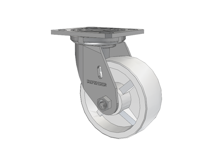 Defender D4 Series Stainless Steel Stainless Steel Top Plate Swivel Caster with 5 Retort Hi-Temp Wheel