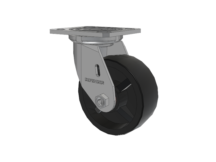 Defender D4 Series Stainless Steel Stainless Steel Top Plate Swivel Caster with 5 Polyolefin Wheel