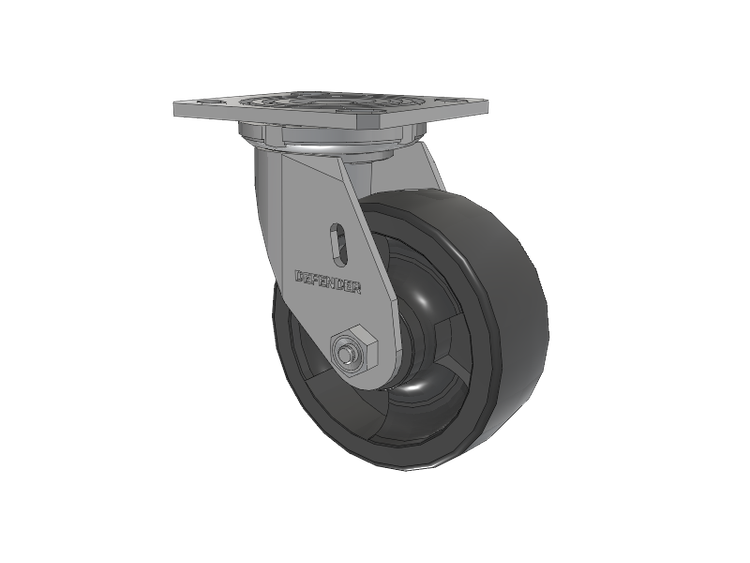 Defender D4 Series Stainless Steel Stainless Steel Top Plate Swivel Caster with 5 HD Nylon Glass Filled Wheel