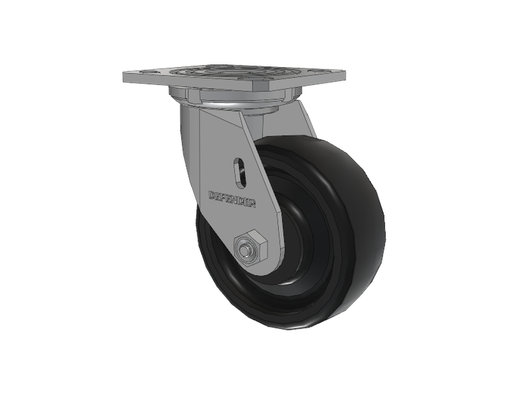 Defender D4 Series Stainless Steel Stainless Steel Top Plate Swivel Caster with 5 Endura Solid Elastomer Wheel