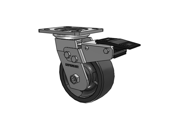 Defender D4 Series Stainless Steel Stainless Steel Top Plate Swivel Caster with 5 HD Nylon Glass Filled Wheel and Total Lock Brake