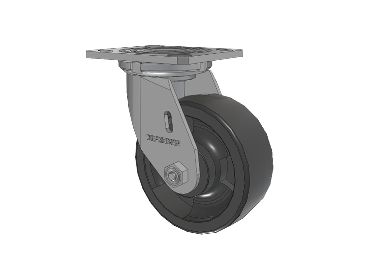 Defender D4 Series Stainless Steel Stainless Steel Top Plate Swivel Caster with 5 HD Nylon Glass Filled Wheel