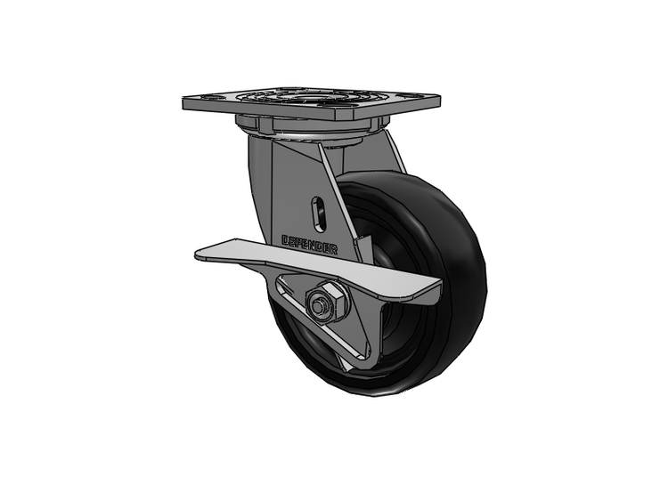 Defender D4 Series Stainless Steel Stainless Steel Top Plate Swivel Caster with 5 Endura Solid Elastomer Wheel and Side Lock Brake