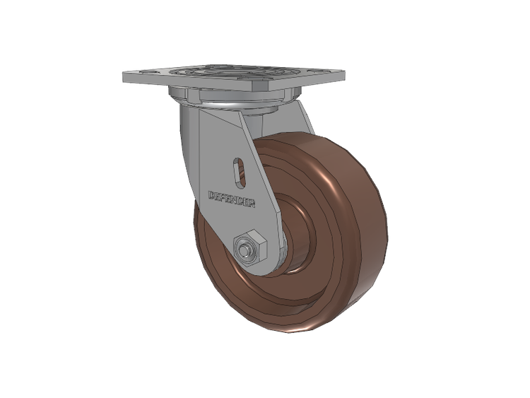 Defender D4 Series Stainless Steel Stainless Steel Top Plate Swivel Caster with 5 Thermo Hi-Temp Wheel