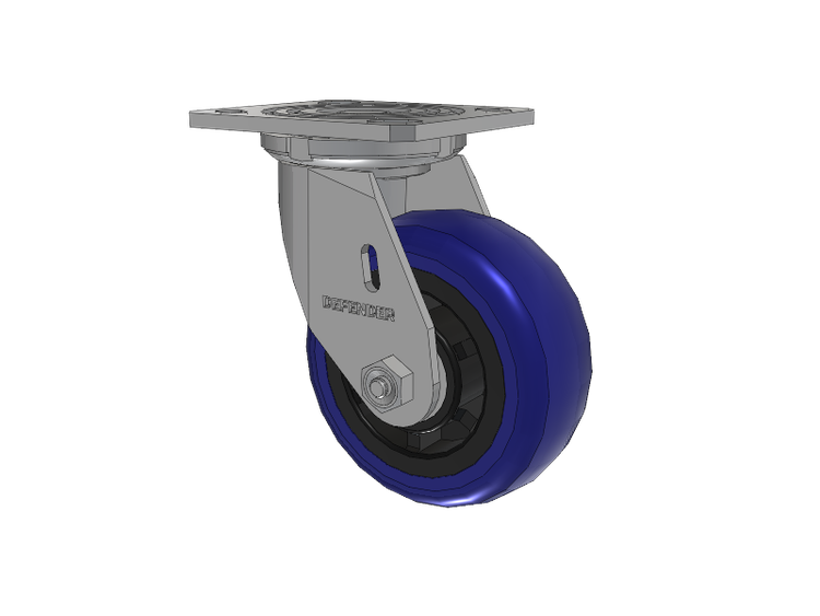 Defender D4 Series Stainless Steel Stainless Steel Top Plate Swivel Caster with 5 EG - Eagle Polyurethane (Polypropylene Core) Wheel