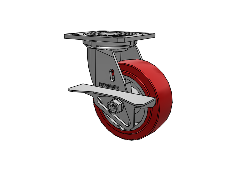 Defender D4 Series Stainless Steel Stainless Steel Top Plate Swivel Caster with 5 Polyurethane HI-TECH Wheel and Side Lock Brake