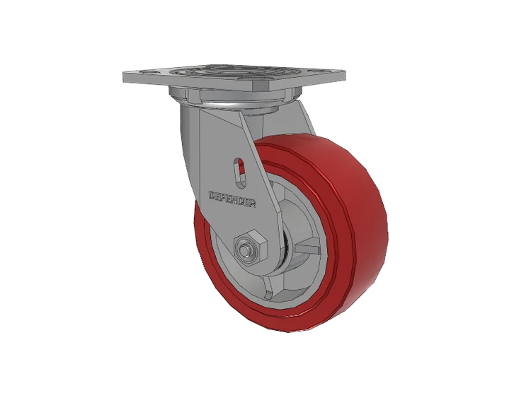 Defender D4 Series Stainless Steel Stainless Steel Top Plate Swivel Caster with 5 Polyurethane HI-TECH Wheel