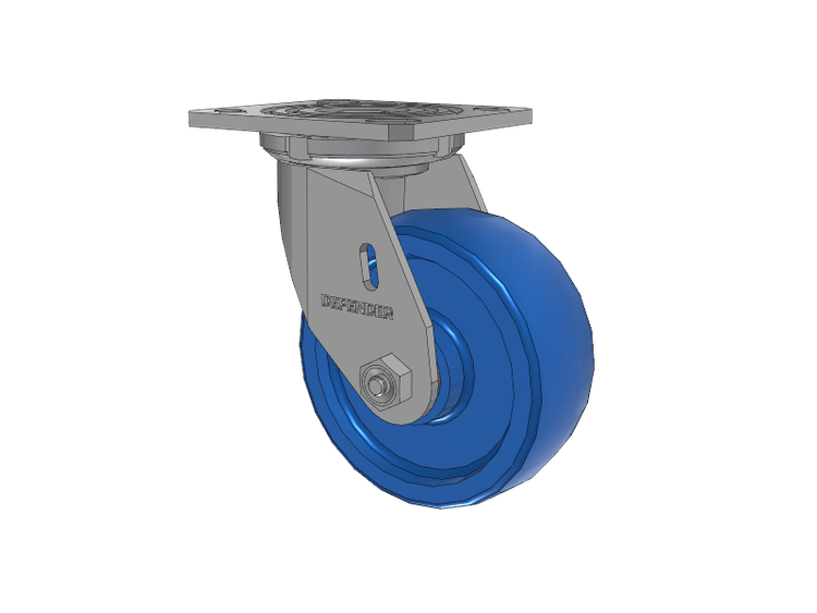 Defender D4 Series Stainless Steel Stainless Steel Top Plate Swivel Caster with 5 K Solid Polyurethane Wheel