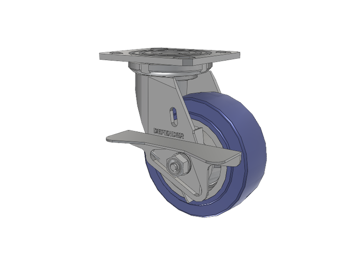 Defender D4 Series Stainless Steel Stainless Steel Top Plate Swivel Caster with 5 HydroTech (Flat) Wheel and Side Lock Brake