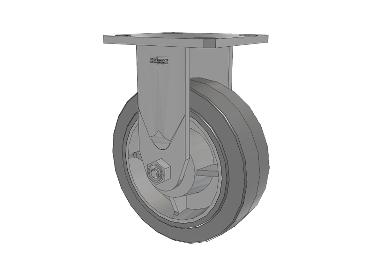 Defender D4 Series Stainless Steel Casters Stainless Steel Top Plate Rigid with 6 Performa Rubber (Flat/Grey) Wheel