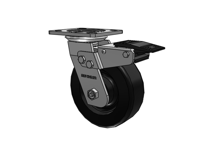 Defender D4 Series Stainless Steel Stainless Steel Top Plate Swivel Caster with 6 Phenolic Wheel and Total Lock Brake
