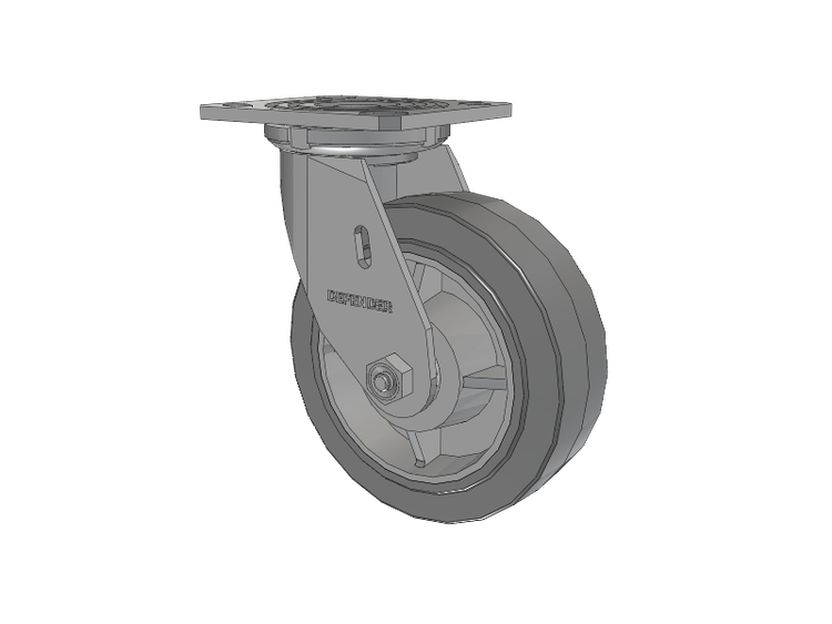 Defender D4 Series Stainless Steel Stainless Steel Top Plate Swivel Caster with 6 Performa Rubber (Flat/Grey) Wheel