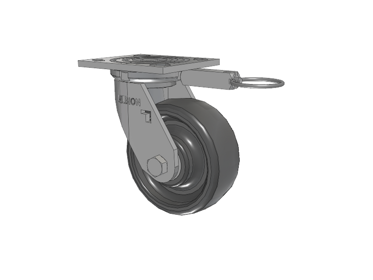16 Series Top Plate Swivel Caster with 5 x 2 Grey Elastomer SE - Solid Elastomer Wheel