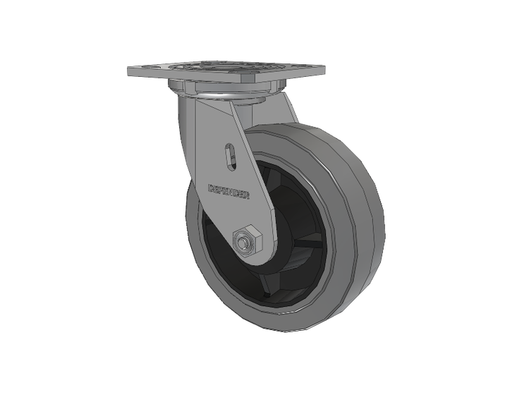Defender D4 Series Stainless Steel Stainless Steel Top Plate Swivel Caster with 6 Performa Rubber (Flat/Conductive) Wheel