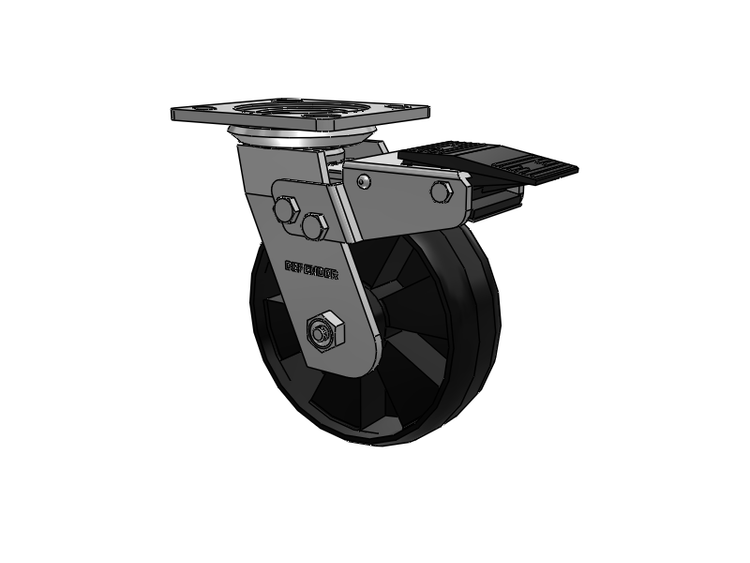 Defender D4 Series Stainless Steel Stainless Steel Top Plate Swivel Caster with 6 Maxim Nylon Glass Filled Wheel and Total Lock Brake