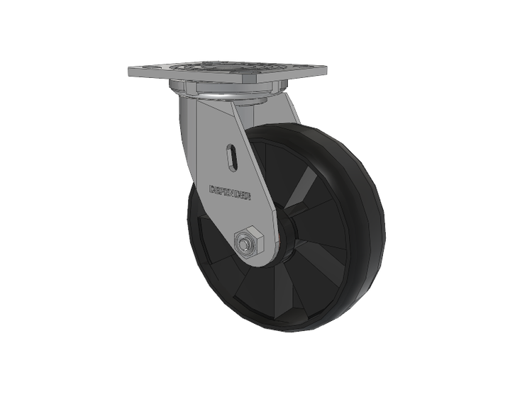 Defender D4 Series Stainless Steel Stainless Steel Top Plate Swivel Caster with 6 Maxim Nylon Glass Filled Wheel