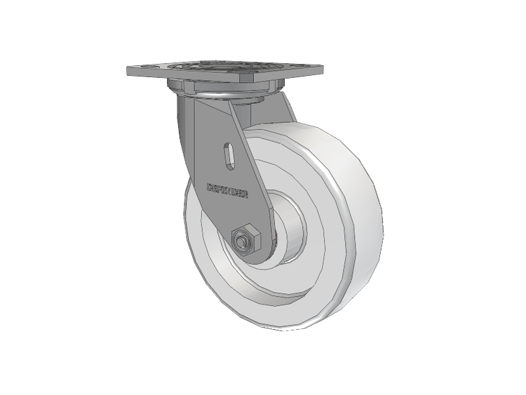 Defender D4 Series Stainless Steel Stainless Steel Top Plate Swivel Caster with 6 White Nylon Wheel