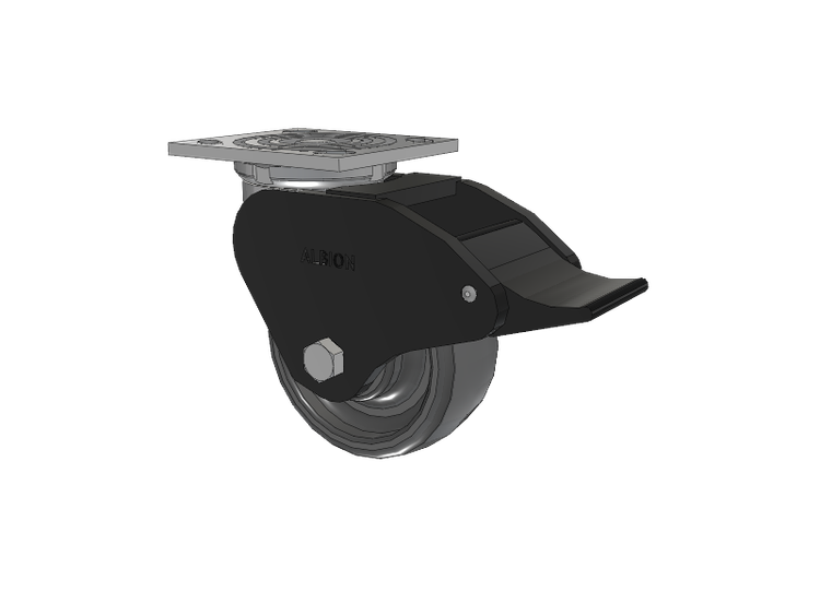 16 Series Top Plate Swivel Caster with 5 x 2 Grey Elastomer SE - Solid Elastomer Wheel and Total Lock Brake