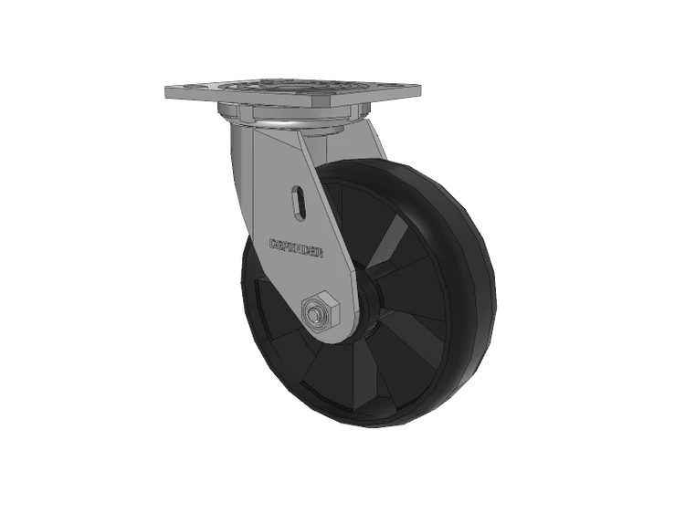 Defender D4 Series Stainless Steel Stainless Steel Top Plate Swivel Caster with 6 Maxim Nylon Glass Filled Wheel