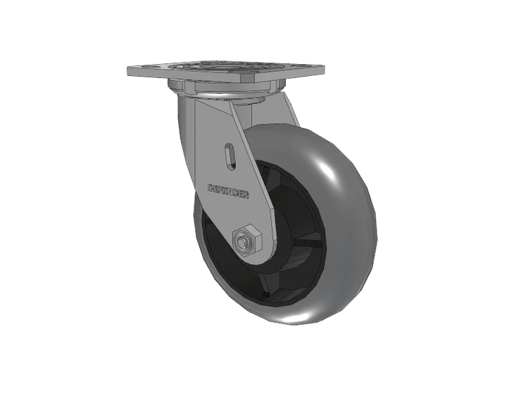 Defender D4 Series Stainless Steel Stainless Steel Top Plate Swivel Caster with 6 Performa Rubber (Round/Conductive) Wheel