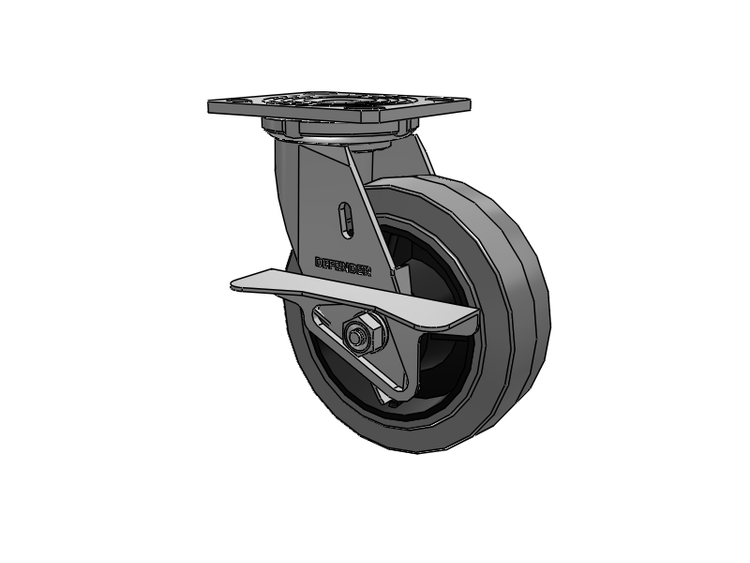 Defender D4 Series Stainless Steel Stainless Steel Top Plate Swivel Caster with 6 Performa Rubber (Round) Wheel and Side Lock Brake
