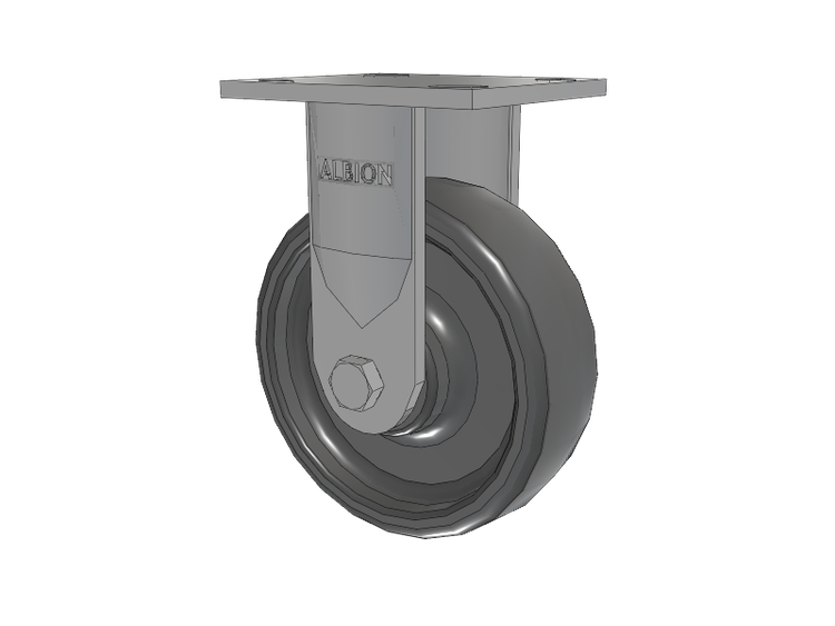 16 Series Top Plate Rigid Caster with 6 x 2 Grey Elastomer SE - Solid Elastomer Wheel