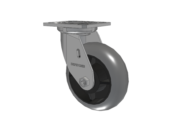 Defender D4 Series Stainless Steel Stainless Steel Top Plate Swivel Caster with 6 Performa Rubber (Round/Conductive) Wheel